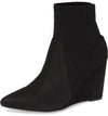 Cecelia New York Renata Pointy Toe Sock Fitted Black Wedge Heeled Ankle Booties