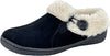 Clarks Womens Suede Leather Slipper with Gore and Bungee JMH2213 - Warm Plush Faux Fur Lining - Indoor Outdoor House Slippers For Women