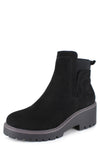 ROCK AND CANDY Lug Black Fashion Chunky Pull On Rounded Toe Ankle Boots