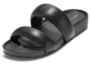 Cole Haan Mojave Double Band Black Leather Slip On Rounded Open Toe Flat Sandals
