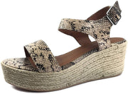 City Classified Womens Wedge Espadrilles Trim Ankle Strap Open Toe Sandals (5.5)