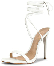 Schutz Cloe White Strappy Tie Up Lace Up Open Toe Stiletto High Heel Sandals