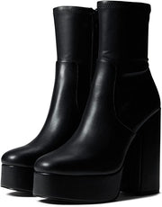 Steve Madden Hoopla Black Stacked Block High Heel Rounded Toe Fashion Ankle Boot