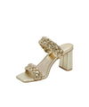 Dolce Vita Paily Braided Chunky Heel Sandals Light Gold Metallic Stella Suede