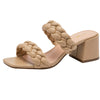 Athlefit Braided Khaki Open Toe Heels Backless Mules Slip On Block Heeled Sandals 9