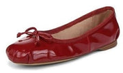 Sam Edelman Zooey Red Mahogany Bow Detailed Rounded Toe Slip On Ballet Flats