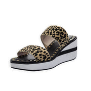 Cecelia New York Beecher Leopard Casual Slip On Open Toe Womens Wedges Sandals