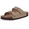 Unisex Cork Taupe Footbed Slide Sandal, Arch Support Summer Outdoor Sandals 7