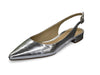 Schutz Glancee Silver Prata Leather Fashion Slingback Pointed Toe Shoes Flats