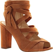 Vince Camuto Women's Sammson Block Heel Sandal Maple Brown True Suede