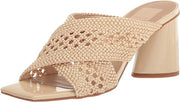 Dolce Vita Patch Vanilla Woven Slip On Squared Open Toe Block Heeled Sandals