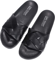 Cape Robbin Black Pool Slide Braided Flat Mules Slip On Slides Sandals