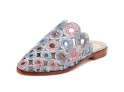 Ashley Cole Mia Silver Blue Multi Pointed Toe Star Flats Mules Slip-On Sandals
