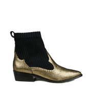 Cecelia New York Tomas Black Gold Sock-Knit Leather Almond Toe Western Bootie