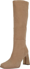 Sam Edelman Issabel Camel Suede Squared Toe Block Heel Fashion Knee High Boots