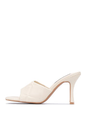 Cape Robbin Rolex Nude Vegan Leather Open Toe Mid Heel Flats Mules Pumps Sandals