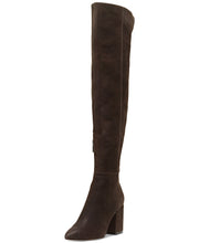 Jessica Simpson Pumella Chocolate Leather Pointed Block Heel Over The Knee Boots