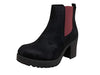 Refresh Club-01 Black Wine Elastic Panel Slip On Chunky Heel Ankle Booties