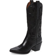 Jeffrey Campbell Dagget Western Boots Black Leather POinted Toe Cowboy Boots