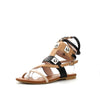 Cape Robbin Emily-63 Black Strappy Cuff Colorblock Hardware Gladiator Sandals