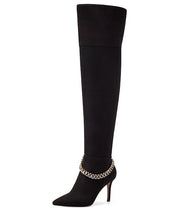 Jessica Simpson Ammira Chain Detail Over The Knee Stiletto Heel Boots Black