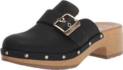 Dr. Scholl's Classic Clog Black Block Heel Slip On Buckle Detailed Fashion Clogs