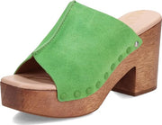Sam Edelman Josselyn Lime Squared Open Toe Slip On Studded Block Heel Sandals