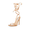 Steve Madden Uplift Natural Leather Strappy Open Toe Tie Up Stiletto High Heel Sandals