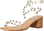 Steve Madden Invent Clear Ankle Strap Open Toe Pyramid Embellished Heeled Sandal