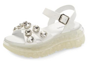 Jeffrey Campbell Diaries Strap Platform Sandal White Crinkle Patent Clear