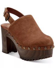 Jessica Simpson Tiarah Tobacco Suede Block Heel Ankle Strap Rounded Toe Clogs