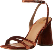 Sam Edelman Kia Warm Copper Squared Open Toe Ankle Strap Block Heel Wide Sandals