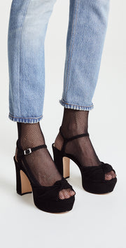 SCHUTZ Platform Flatform Ankle Strap Black Suede Open Pump Chunky Heel Sandal