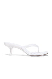 Jeffrey Campbell Women's Thong 2 Slide Sandal In CLEAR Kitten Heel Mule Sandals