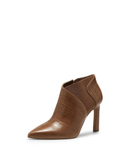 Vince Camuto Sindarah Tawny Birch Dark Brown Stiletto Pointed Toe Ankle Booties