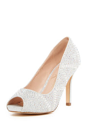 Lauren Lorraine Paula-4 Rhinestone Embroidered Open Toe Formal Sparkle Prom Pump