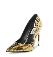 Steve Madden Vala Gold Multi Printed Newspaper High Stiletto Pointed Dress Pumps