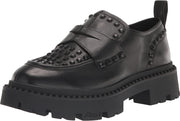 Ash Genius Black Pull On Studded Rounded Toe Platform Lug Sole Fashion Loafers