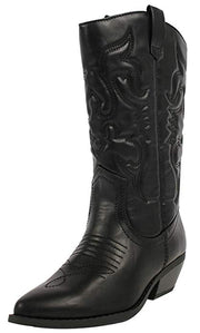 Soda Women's Red Reno Western Cowboy Pointed Toe Knee High Pull On Boots Black