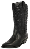 Soda Reno Western Cowboy Pointed Toe Knee High Pull On Tabs Boots Black Pu Size (7.5)