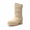 Schutz Eugenia Eggshell Nappa Pull On Rounded Toe Chunky Heel Ankle Combat Boots