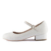 Cecelia New York Dion White Embossed Mary-Jane Low Kitten Block Heel Pumps
