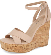 CHARLES BY Charles David Dempsey Blush Nude Open Toe Cork Platform Wedge Sandal