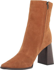 Sam Edelman Ivette Toasted Chestnut Side Zipper Square Toe Block Heel Ankle Boot