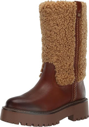 Sam Edelman Elfie Acorn Brown/Ginger Bread Round Toe Chunky Sole Shearling Boots