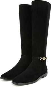 Sam Edelman Clive Black Suede Athletic Calf Square Toe Knee High Fashion Boots