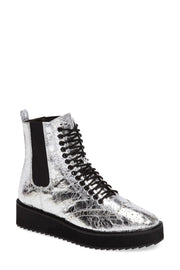 Shellys London Lily GRAPHITE CRINKLE LEATHER Chelsea Platform Boot