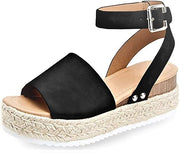 SODA Women's Topic Black Nubuck Synthetic sandals