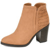 Journee Collection Jessica Tan Fashion Zipper Block Comfort Foam Booties 7.5