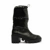 Schutz Joseane Up Black Rounded Toe Chunky Lug Sole Low Calf Block Heel Boots